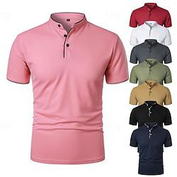 Voor heren Golfshirt golfpolo Werk Casual Opstaand Korte mouw Basic Modern Kleurenblok Lapwerk nappi Lente zomer Normale pasvorm Wijn Zwart Wit Roze Marineblauw Groen Golfshirt Lightinthebox