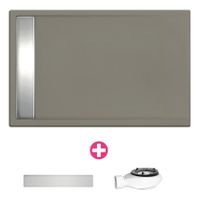 Douchevloer Xenz Easy Tray | 110x90 cm | Incl.Gootcover en Afvoersifon | Acryl | Rechthoek | Cement mat - thumbnail