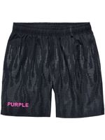 Purple Brand short imprimé à taille élastiquée - Noir