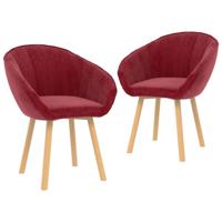Vidaxl Eetkamerstoelen 2 St Fluweel Wijnrood