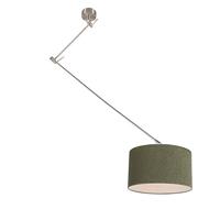 QAZQA - Modern Hanglamp | Eettafel | Eetkamer staal met kap 35 cm groen verstelbaar - Blitz I | Woonkamer | Slaapkamer | Keuken - Metaal Rond - E27 Geschikt voor LED - Max. 1 x 60 Watt