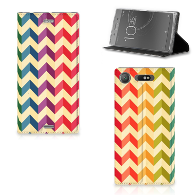 Sony Xperia XZ1 Hoesje met Magneet Zigzag Multi Color