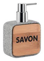 Gedy Nora zeepdispenser, kunsthars/bamboe, grijs, 9,7 x 9,7 x 47,5 cm