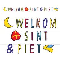 Welkom Sint en Piet letterslinger karton 300 cm - thumbnail