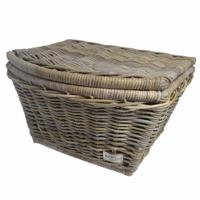 Rieten Fietsmand Buikmand met Klep Grijs