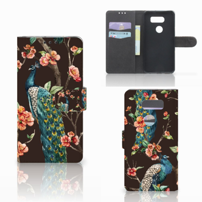 LG V30 Telefoonhoesje met Pasjes Pauw met Bloemen LG V30 Telefoonhoesje met Pasjes Pauw met Bloemen