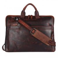 Genicci Edward 15 inch laptoptas Cognac