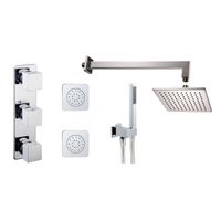 Thermostatische Inbouw Regendouche Set Wiesbaden Type 18 Body Jets Wandarm 20 cm Vierkant