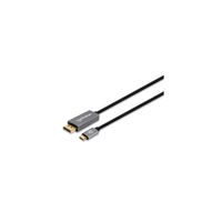 Manhattan 354851 DisplayPort-kabel DisplayPort / USB-C Aansluitkabel DisplayPort-stekker, USB-C stekker 3.00 m Grijs, Zwart Afgeschermd (drievoudig), Vergulde - thumbnail