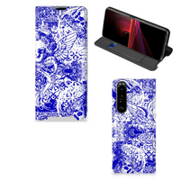 Mobiel BookCase Sony Xperia 1 III Angel Skull Blauw