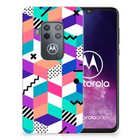 Motorola One Zoom TPU Hoesje Blokken Kleurrijk - thumbnail