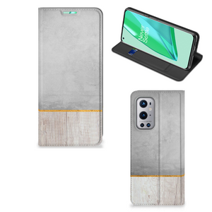 OnePlus 9 Pro Book Wallet Case Wood Concrete