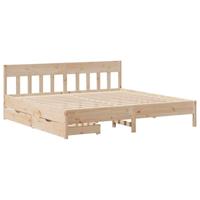 vidaXL Bedframe met hoofdbord massief grenenhout 180x200 cm, bed, bed ombouw, twijfelaar bed, bedbodem, slaapkamermeubel, 2 persoonsbed