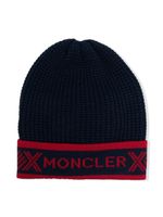 Moncler Enfant bonnet en maille - Bleu