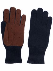 Brunello Cucinelli gants en cachemire à détails de perforations - Bleu