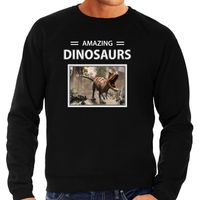 Carnotaurus dinosaurus sweater / trui met dieren foto amazing dinosaurs zwart voor heren - thumbnail