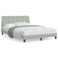 Bed met matras fluweel lichtgrijs 140x190 cm SKU: V3208652 - thumbnail