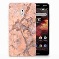 Nokia 2.1 (2018) TPU Siliconen Hoesje Marmer Oranje