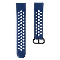 Hama Fitbit horlogeband 22 mm (verstelbare reservearmband voor smartwatch Fitbit Charge 5, sportarmband, ademend om te wisselen, siliconen wisselarmband, roestvrij stalen drukknop) blauw/grijs