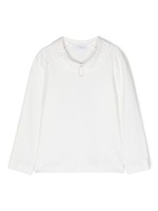 Monnalisa blouse à ornements strassés - Blanc