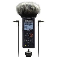 OM SYSTEM LS-P5 video camera kit, hi-res audiorecorder incl. windscherm, hot shoe adapter, 3,5 mm audio kabel, met Tresmic II 3-microfoonsysteem, Bluetooth voor hoofdtelefoonmonitoring, 16 GB, 37h