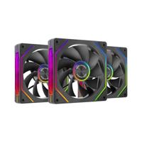 Mars Gaming MF-LINKFINITYKIT2R, Kit van 3x Modulaire PWM 120mm Fans met Omgekeerde Bladen, ARGB Infinity Mirror Verlichting, Magnetisch LINKFINITY Systeem, Flexibele 2+1 Configuratie, Zwart