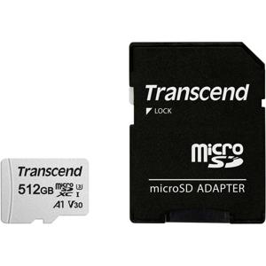 Transcend Premium 300S microSDXC-kaart 512 GB Class 10, UHS-I, UHS-Class 3, v30 Video Speed Class, A1 Application Performance Class Incl. SD-adapter