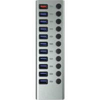 Maxtrack CH12L USB 3.0-hub 11 poorten Individueel schakelbaar Zilver-grijs - thumbnail