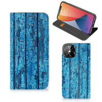 iPhone 12 Pro Max Book Wallet Case Wood Blue - thumbnail