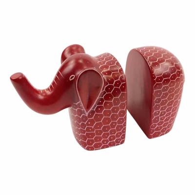 Zeepsteen Boekensteunen Olifant (Rood) Zeepsteen Boekensteunen Olifant (Rood)