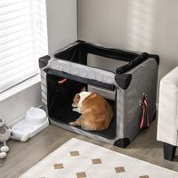 Draagbare Hondenkist met Afneembare Pad en Tas Kattenbox van Oxford-Weefsel en Metalen Frame Opvouwbaar 80 x 59 x 59 cm - thumbnail