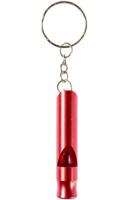 LG Imports sleutelhanger met fluitje aluminium 6 cm rood