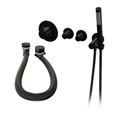 Brauer Black Edition inbouw badkraan met badvulcombinatie en staafhanddouche zwart mat