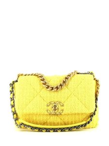 CHANEL Pre-Owned sac porté épaule Chanel 19 en tweed (2022) - Jaune