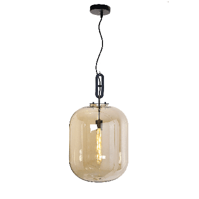 Hanglamp Larino Modern 35 cm 1 Lichts Goud Met Amber Glas