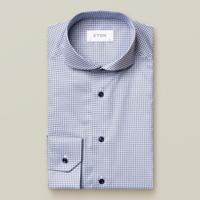 Eton Heren Overhemd Micro Bloem Cutaway Blauw Slim Fit