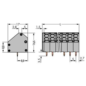 WAGO 816-107 Veerkrachtklemblok 1.50 mm² Aantal polen 7 Grijs 98 stuk(s)