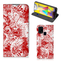 Mobiel BookCase Samsung Galaxy M31 Angel Skull Rood