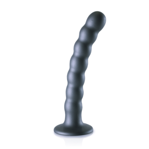 Ouch! by Shots Beaded Silicone G-Spot Dildo - 6.5'' / 16,5 cm - Gunmetal