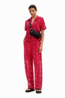 Pantalon bloemenkant - RED - S - thumbnail