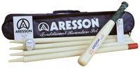 Aresson rounders set Family bal knuppel hout blank/groen 8 delig