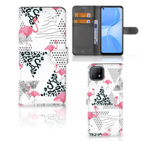 OPPO A73 5G Telefoonhoesje met Pasjes Flamingo Triangle - thumbnail