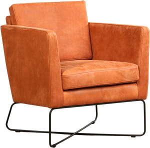 Oranje leren moderne design fauteuil Crossover - Kenia Leer Rost (oranje leer)