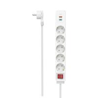 Hama Stekkerdoos 5-voudig USB-C/A 18W PD/QC™ Schak. Platte St. 1,4 M Wit - thumbnail