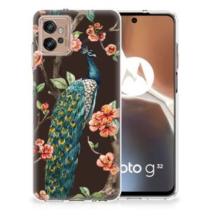 Motorola Moto G32 TPU Hoesje Pauw met Bloemen