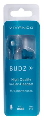 Vivanco BUDZ Headset Bedraad In-ear Oproepen/muziek Blauw