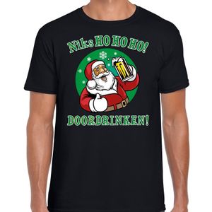 Fout kerst shirt  zuipende kerstman niks ho ho ho doordrinken zwart voor heren 2XL (56)  -