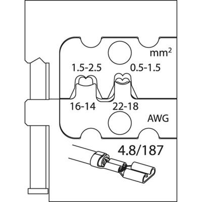 Gedore 8140-10 1830643 Krimpinzetstuk Platte insteekhulzen 0.5 tot 2.5 mm²