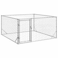 vidaXL Hondenkennel voor buiten met deur 2x2x1 m gegalvaniseerd staal, hondenkooi voor buiten, grote hondenkooi, hondenren voor buiten