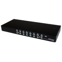 StarTech.com 16-poorts 1HE USB VGA KVM Switch met OSD voor rack-montage incl. kabels - 16-voudige rackmount KVM schakelaar - zwart